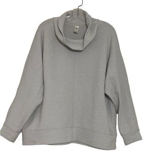 Women’s Plus Sz 2X casual top long sleeves loose fit cowl neckline solid gray